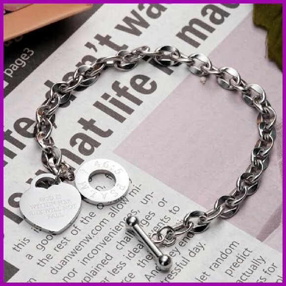 Stainless Steel Engraved Scripture Bracelet Women's Cuff Bangle Gift - Picture 6 of 8